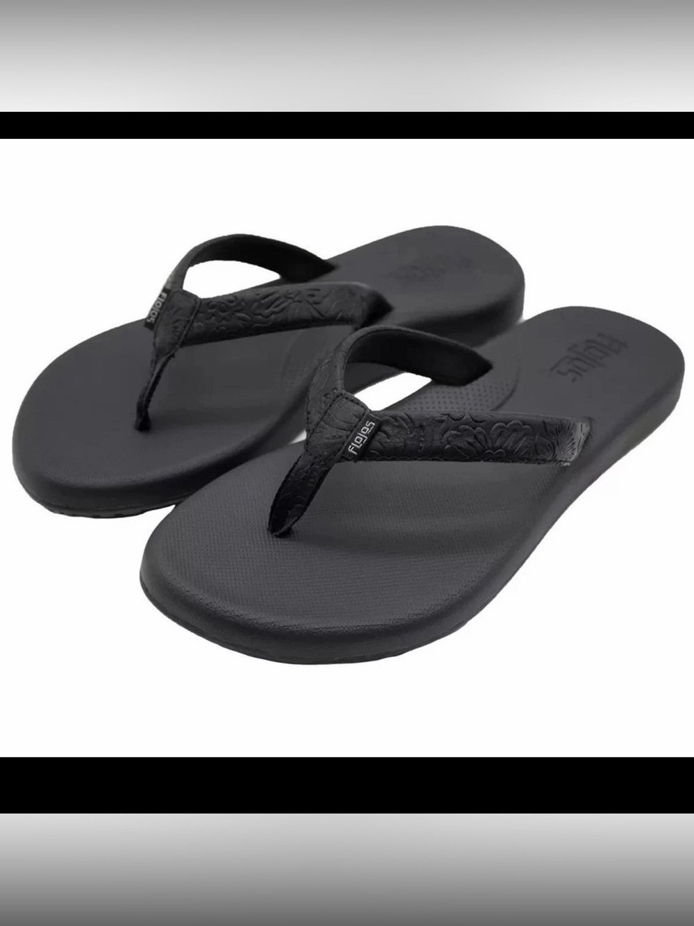 Flojos Womens Rosita Artisan Memory F Flip Flop Sandals Black Size 7 M US